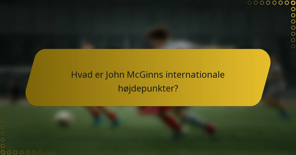 Hvad er John McGinns internationale højdepunkter?