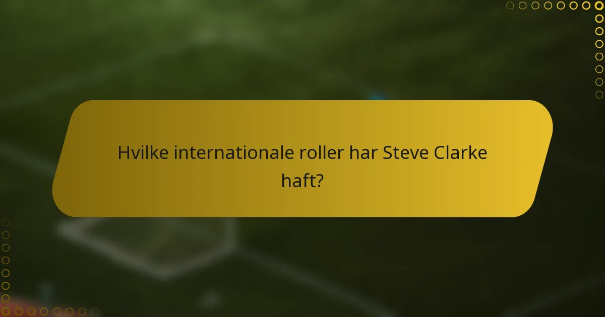Hvilke internationale roller har Steve Clarke haft?